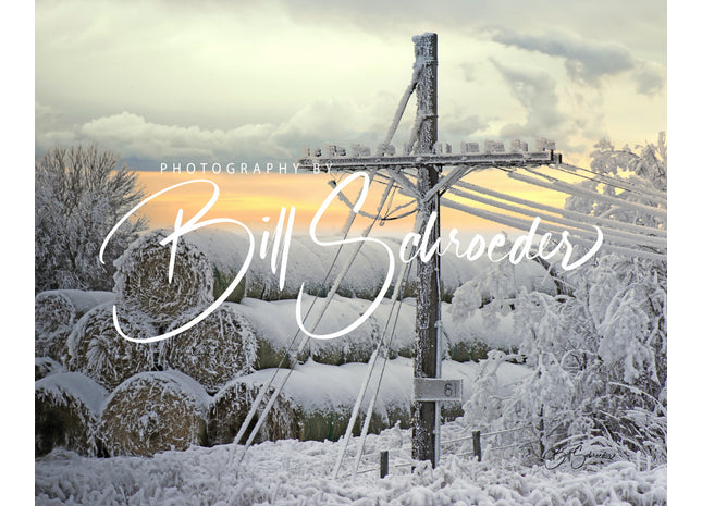 Frosty Bales and a Telegraph Pole